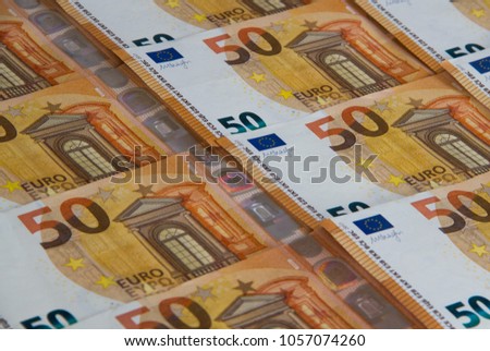 Fifty euro banknotes.Banknotes of the european union. Euro cash background.