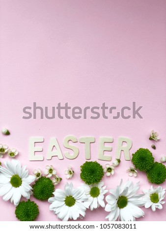 pink easter wallpaper with wooden easter letters and flowers. shabby easter
