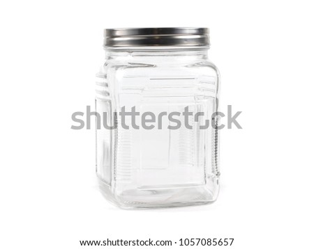 Empty glass jar isolated on white with clipping path