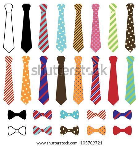 Set of Vector Ties and Bow Ties Royalty-Free Stock Photo #105709721