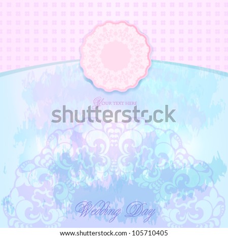Delicate pastel wedding card or invitation, watercolor effect