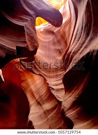 Light filters down into Antelope Canyon.