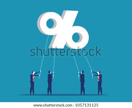 Business people trying to hold percent symbols. Concept business vector illustraiton.