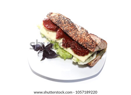 Freshness delicious sandwich on plate against white background