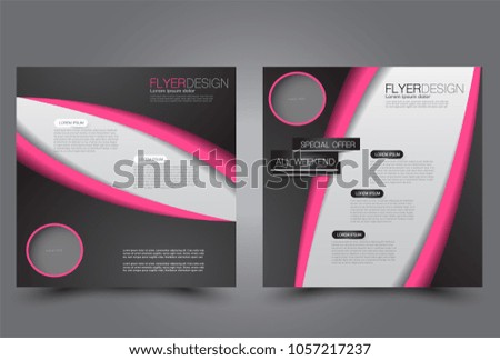 Square flyer design. A cover for brochure.  Website or advertisement banner template. Vector illustration. Black and pink color.