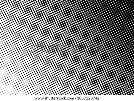 Dotted Halftone Background. Fade Vintage Pattern. Monochrome Texture. Distressed Overlay. Vector illustration
