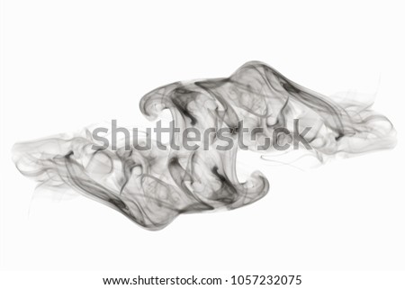 Abstract movement soft black smoke on white background, Black toxin smoking from cigarettes or bad engine and pollution industry concept. art smoke for using negative or positive idea to advisement.