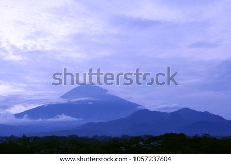 blue sky and mountain in the evening