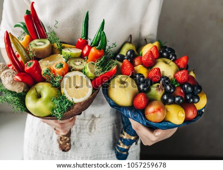 Edible arrangements, edible fruit vegatable bouquet Royalty-Free Stock Photo #1057259678