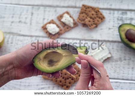 avocado and bread, the concept of healthy food for weight loss