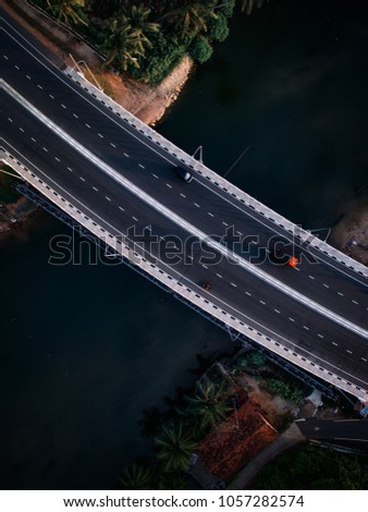 View of the road in the jungle from above
