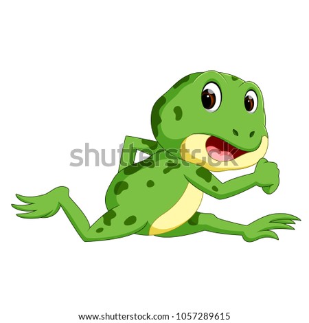 vector illustration of Green frog with happy smile