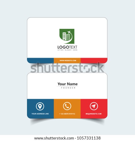 Simple Elegant Business Card Vector Templates with Staple Colors Styles, Clean Identity Card Templates