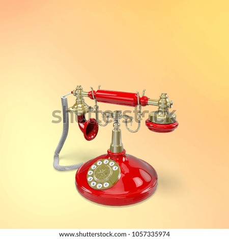 Vintage telephone on yellow pastel color