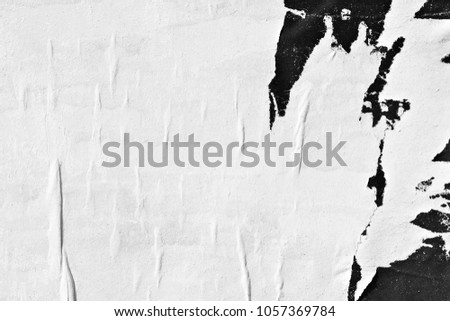 Old ripped torn grunge posters texture background creased crumpled blank paper backdrop surface empty blank space for text