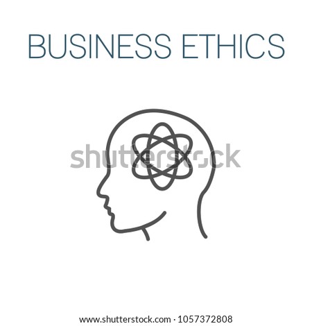 Business Ethics Solid Icon w head & thinking brain

