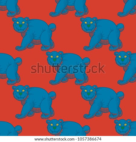 Amazing bear seamless pattern. Cartoon style pattern design.