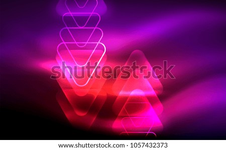 Glowing vector triangle geometric shape in dark spaces. Vector abstract background
