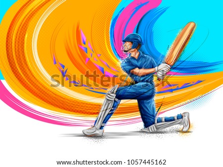 illustration of batsman playing cricket championship sports Royalty-Free Stock Photo #1057445162