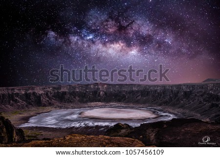 Milky Way above the volcano -Al Wahbah crater -Saudi Arabia