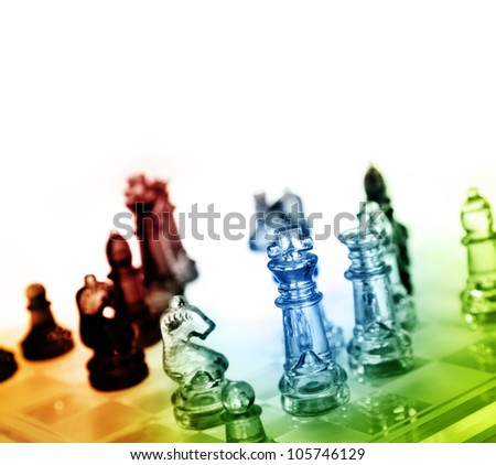 Game of glass chess pieces