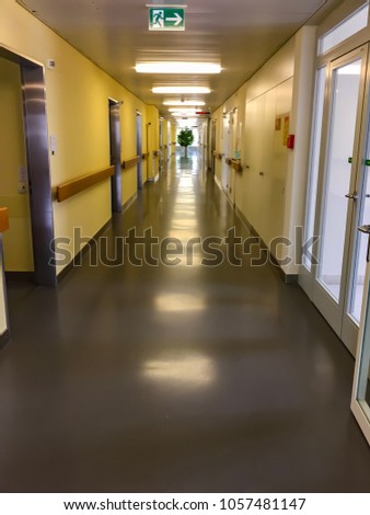 Boring corridor in hospital.