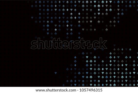 Dark Black vector template with poker symbols. Blurred decorative design of hearts, spades, clubs, diamonds. Design for ad, poster, banner of gambling websites.