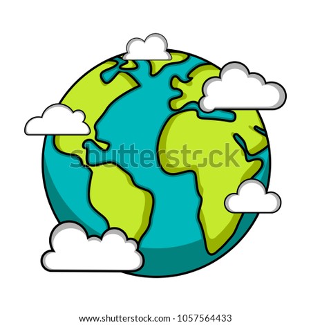 Earth with clouds icon. Earth day