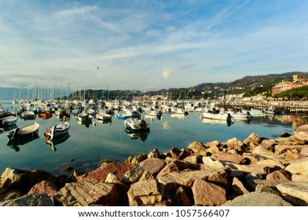 Boats in marina on the Ligurian coast