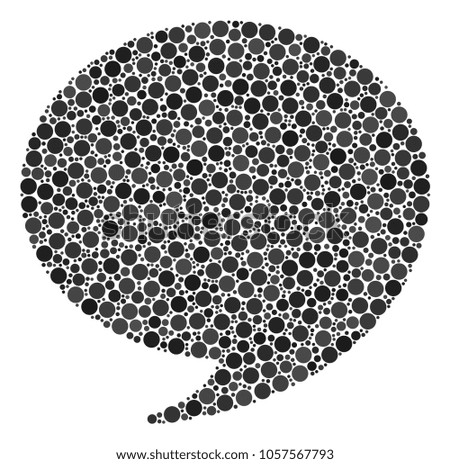 Quote mosaic of dots in different sizes and color tinges. Dots are composed into quote vector mosaic. Vector design concept.