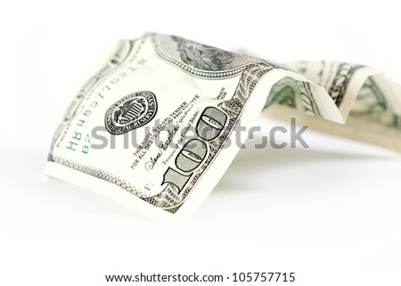 Abstract dollars concept background against white, one hundred dollars