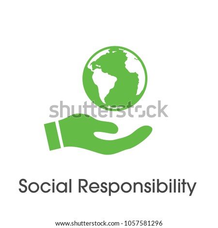Social Responsibility with green Hand and globe  Royalty-Free Stock Photo #1057581296