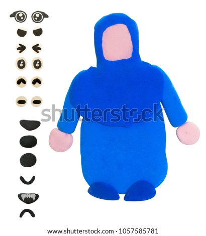 Plasticine Blue muslim girl or woman with eye and mouth