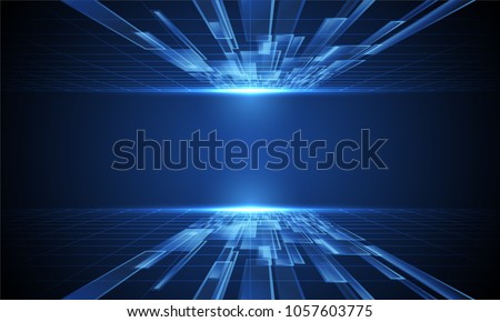 Vector Abstract high technology lines connect of future on dark blue background Royalty-Free Stock Photo #1057603775