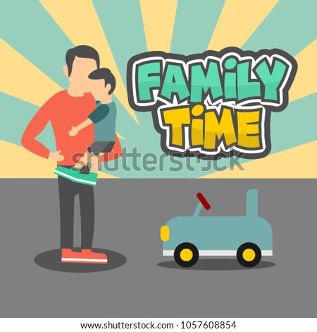 Family time with dad illustration