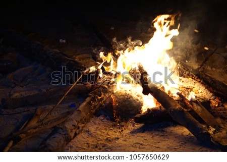 Camp fire in the night