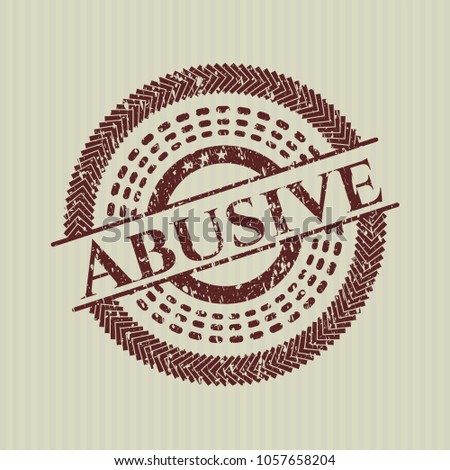 Red Abusive distress rubber stamp