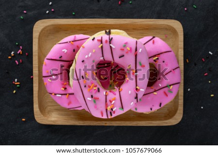 donuts on black background