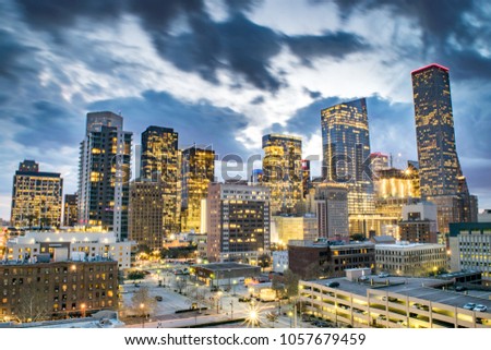 Skyline of Downtown Houston at Dusk - Houston, Texas, USA