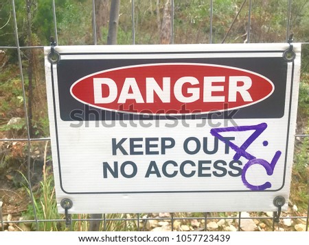 A danger sign in Cleland Conservation Park in South Australia.