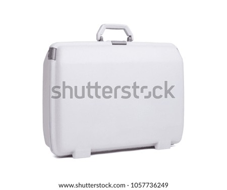 Grey suitcase isolated on a white background