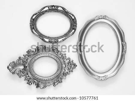 Silver ornate oval frames, one grunge and rusty, similar available in my portfolio