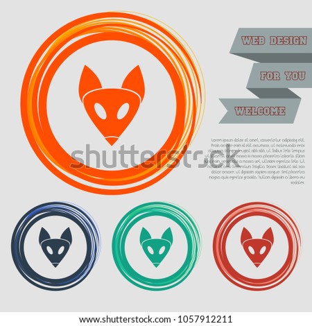 Fox icon on the red, blue, green, orange buttons for your website and design with space text. Vector illustration