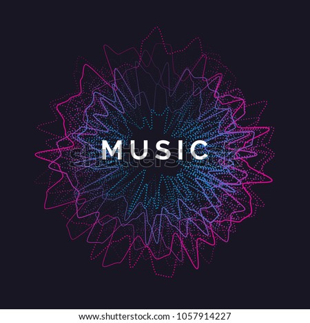 Music poster. Vector abstract background with dynamic waves, line and particles. Illustration suitable for design