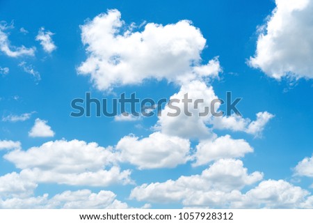 Blue sky and white clouds sun light abstract texture background. Copy space of nature environment and freedom concept.