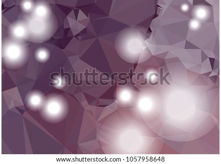 Abstract low poly triangular background with blur light dots. Vector clip art.