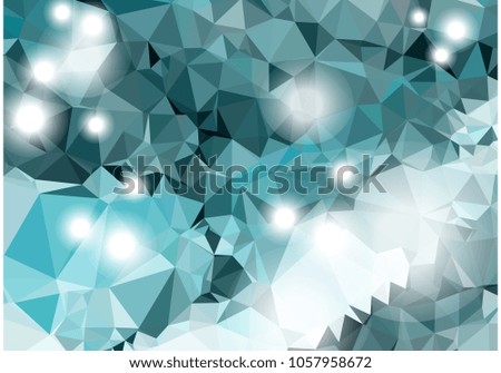 Abstract low poly triangular background with blur light dots. Vector clip art.