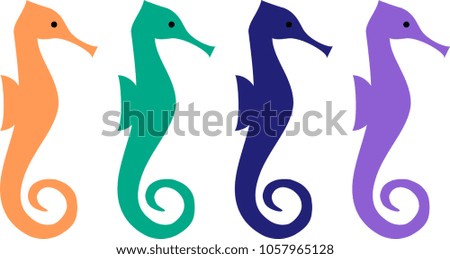 Vector flat seahorses set