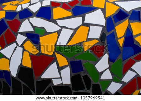 Colorful ceramic mosaic tiles. Decorative geometric pattern for background. Texture for design