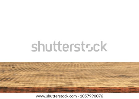 Wood table top on white background used for display or montage your products.